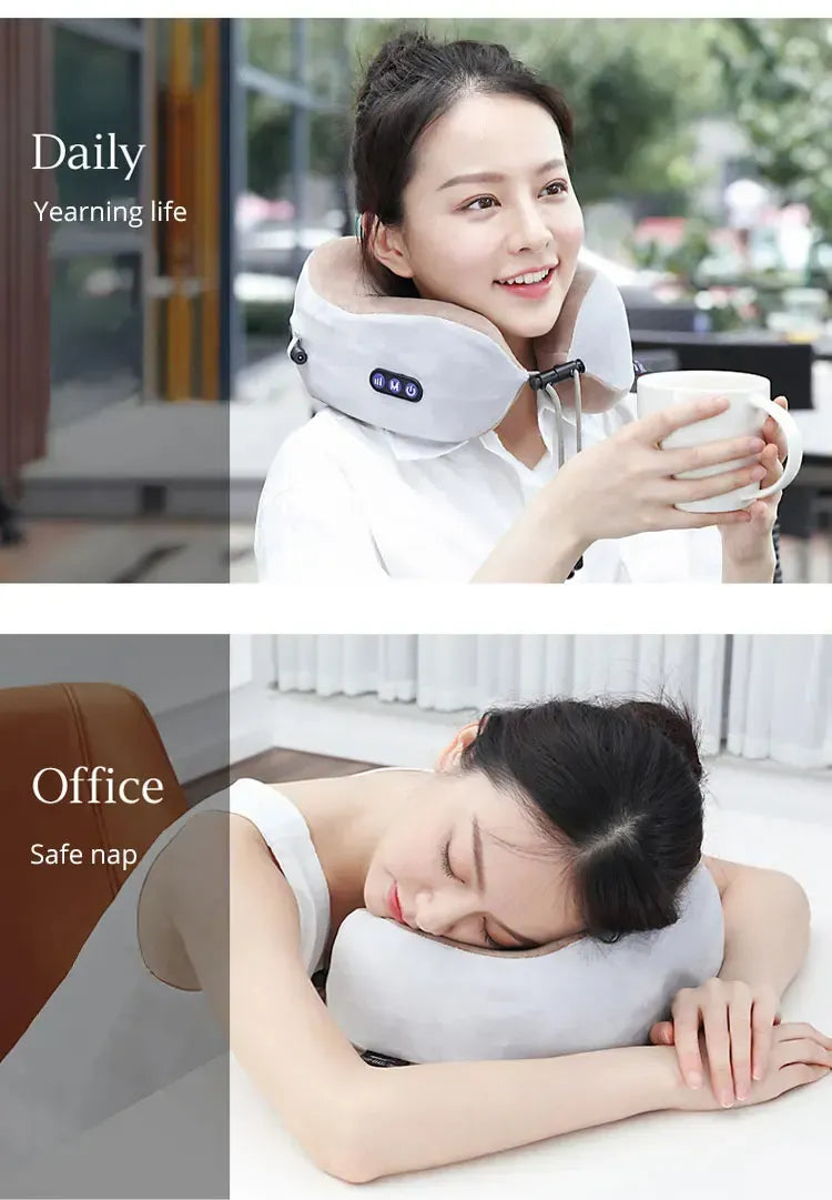 U Shaped Pillow Neck Massager USB Cha Portable Neck Shoulder Cervical Relaxing Massager Protector Outdoor Home Carrging