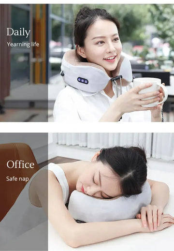 U Shaped Pillow Neck Massager USB Cha Portable Neck Shoulder Cervical Relaxing Massager Protector Outdoor Home Carrging