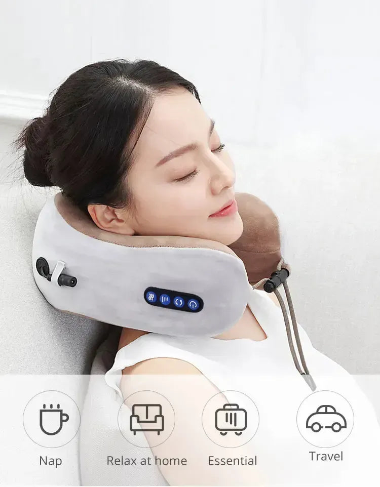 U Shaped Pillow Neck Massager USB Cha Portable Neck Shoulder Cervical Relaxing Massager Protector Outdoor Home Carrging