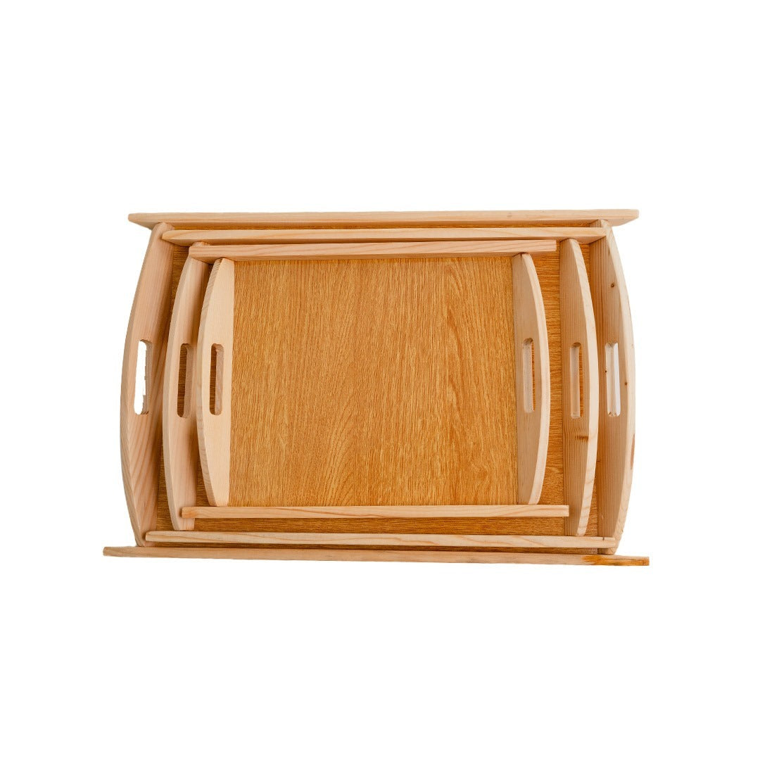 03 Pcs Set Wood Serving Tray For Kitchen